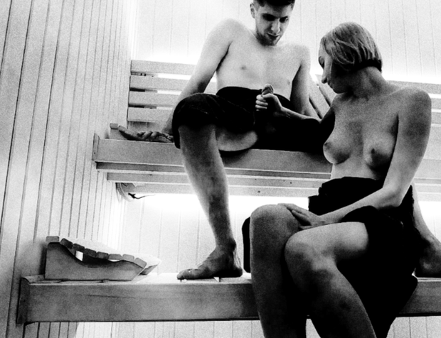 handjob in a sauna