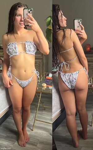 Wife showing the goods in her bikini