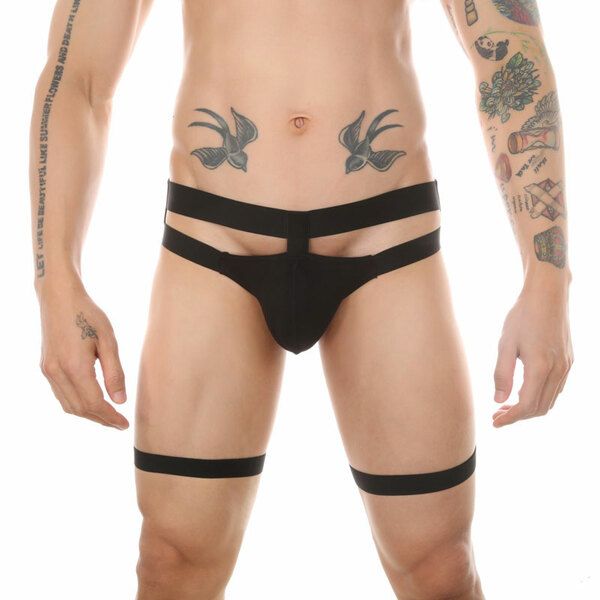 Sexy Bikini Hollow Bondage Leg Strap One-Piece UnderwearJockstraps Wrestling Briefs