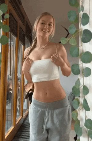 Perky teen in sweats