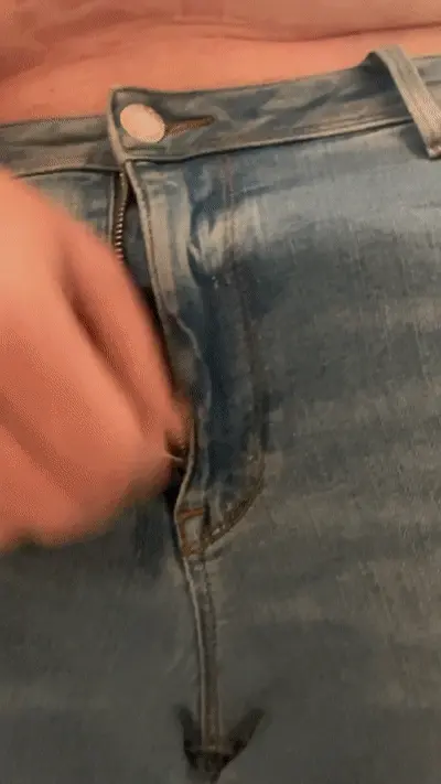 Pulling my semi hard cock outta my jeans