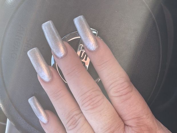 Shimmering silver nails. Post your true rate.
