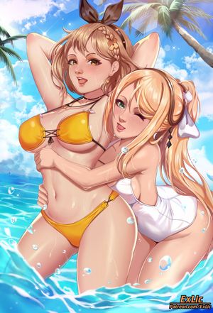 Two blonde hentai babes in bikinis