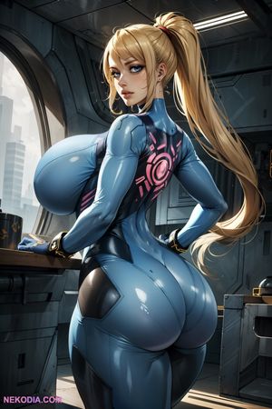 Curvy Samus Aran ( Super metroid) with huge tits - Ai art