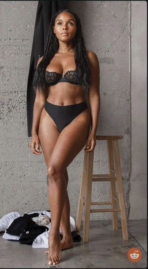 Janelle Monae looking cute in her bra and panties