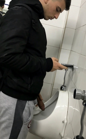 Checking the phone in the men's room