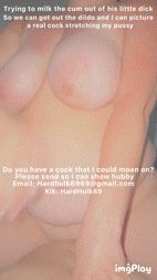 Milking this small cock so we can get to my pussy stretching dildo