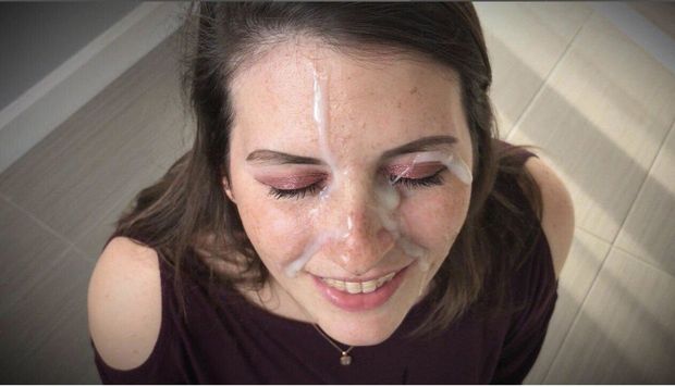 Semen starfish on a freckled face