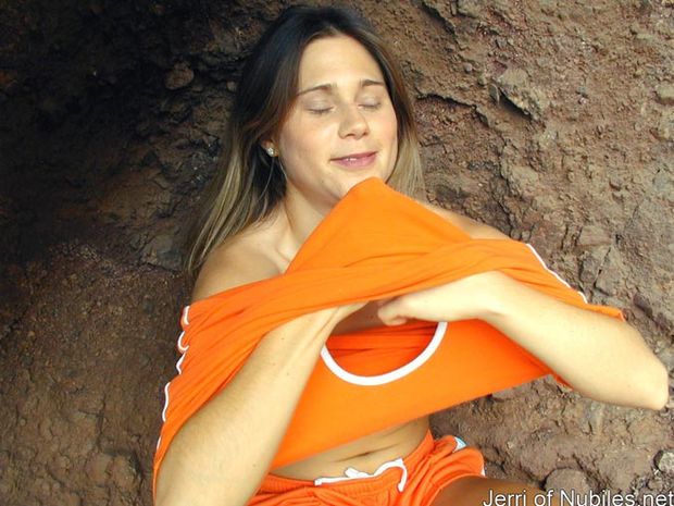 Perky tight teen Lindsay tanning herself outside #8