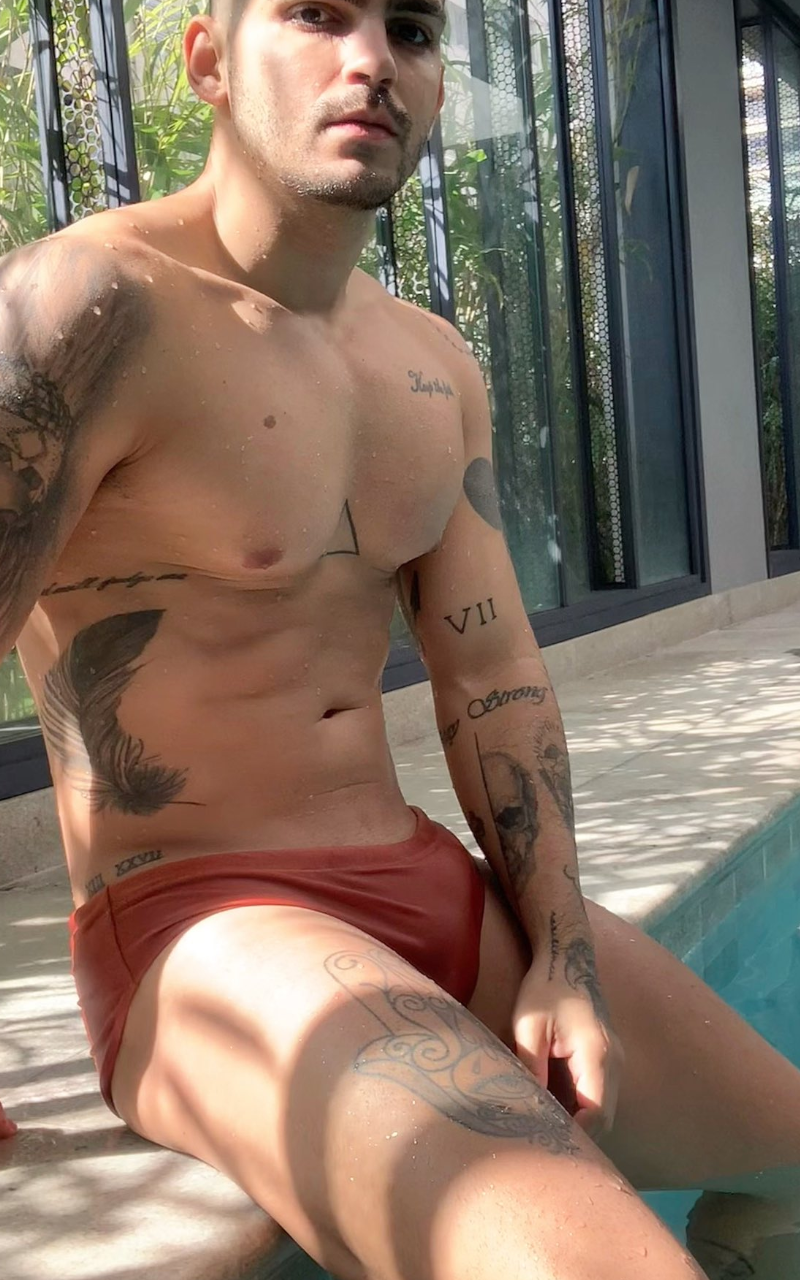 Poolside in a speedo