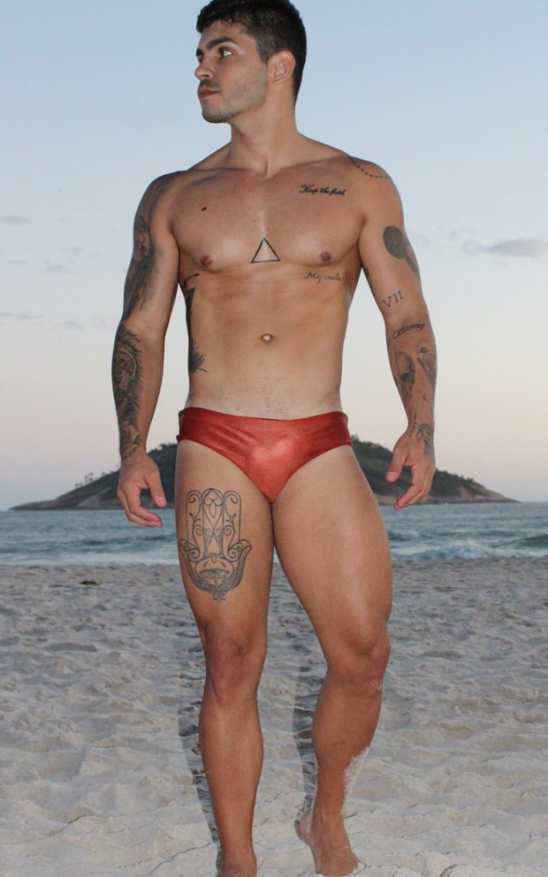 Shiny red speedo