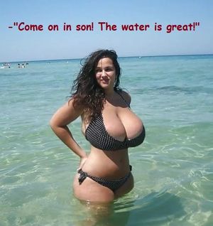 Mom in water