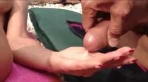 Now she makes him lick it up