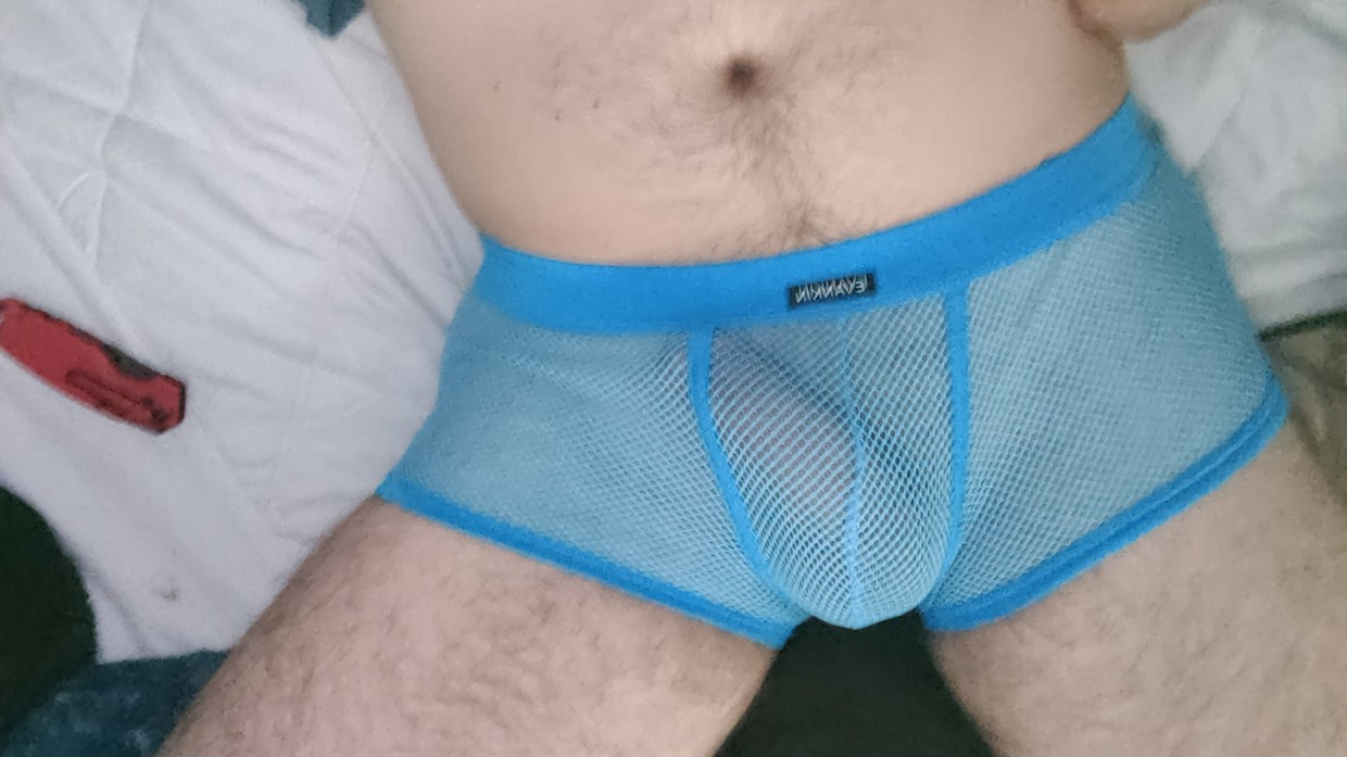 Me in my new blue mesh undies