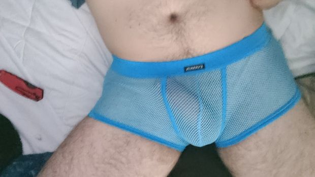 Me in my new blue mesh undies