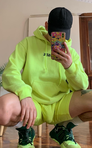 Freeballing bulge in sweat suit