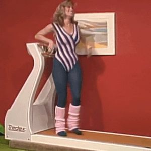 Moving on the treadmill.