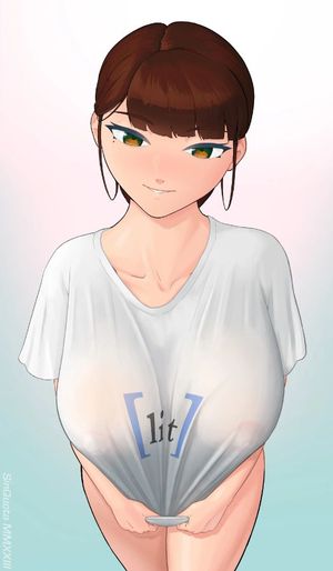 Wearing a shirt and nothing else