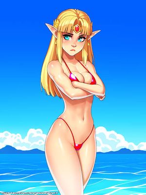 Thin Princess Zelda in the beach mad face