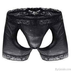 Sexy Hohl Spitze Gittergewebe Boxershorts Crossdress Atmungsaktive Herren Unterhose Bund Wrestling Sissy Dessous Unterwäsche