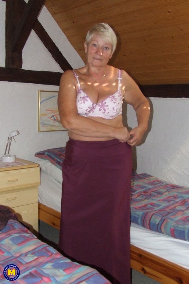 Short-haired granny Gisela strips Naked and Toys her Mature Pussy #2