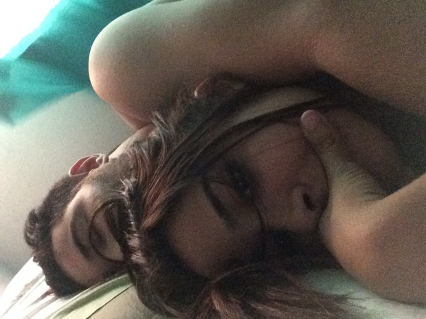 getting a taste of his fingers in her throat
