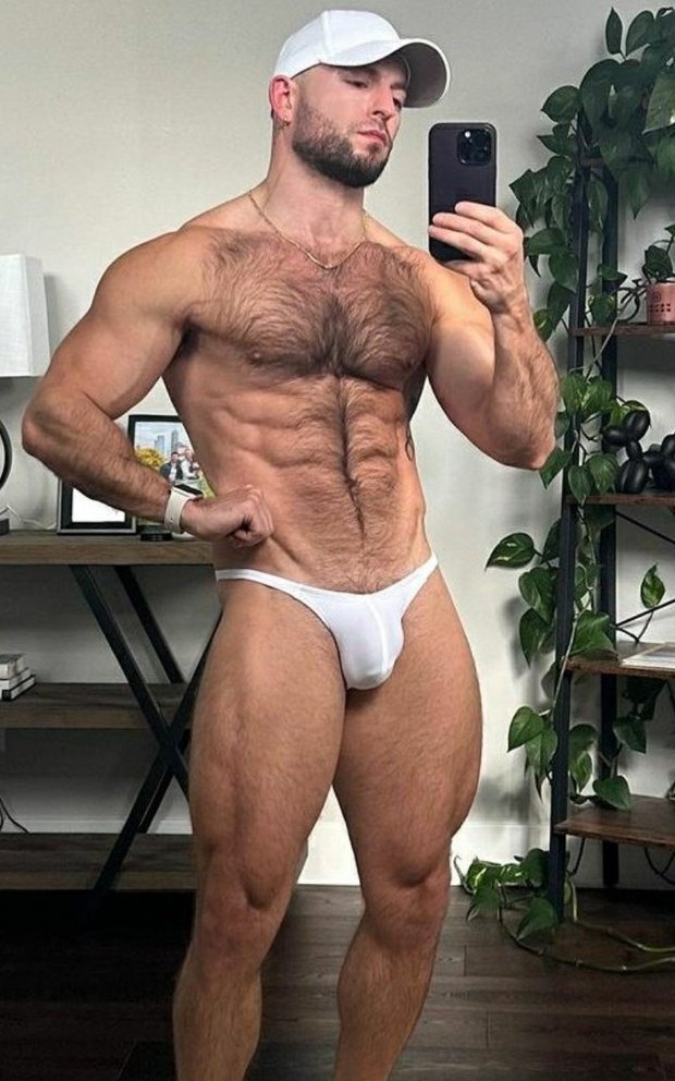 Gorgeous furry guy in a thong
