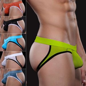Sexy respirant maille trous athlétique Jockstrap troncs athlétique Supporter culotte élastique hommes caleçons Lingerie slips sous-vêtements