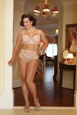 Pink set on beauty brunette.