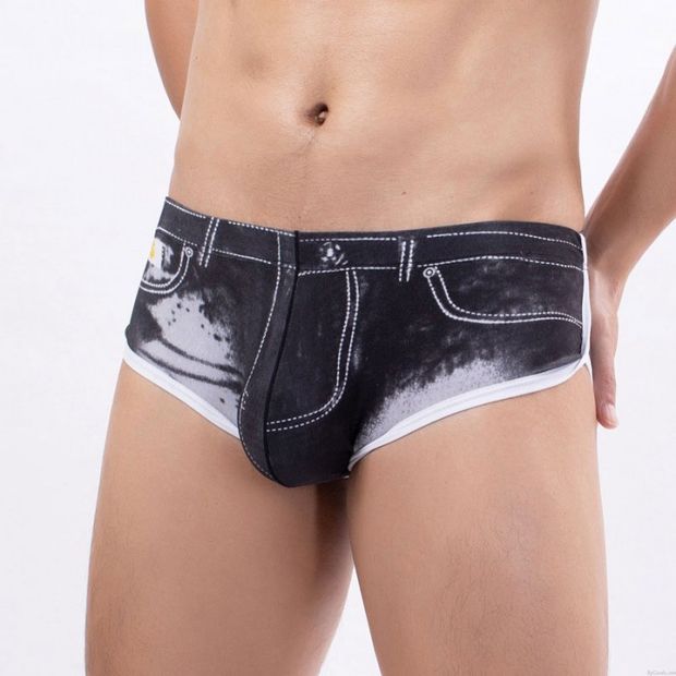 Sexy Denim-Druck Bikinis Tanga Höschen G-String elastische Unterwäsche Unterhose Dessous Herren Slips