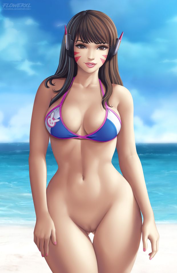 Sexy Dva on The Beach (Solo Blue Bra ) FlowerXL