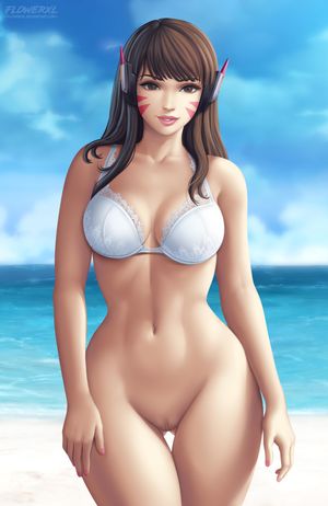 Sexy Dva on The Beach (White Bra) FlowerXL