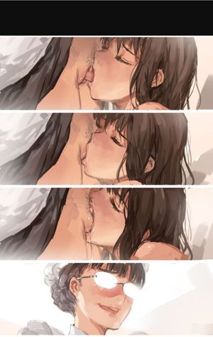 Maid-ane struggling to lick the first pussy