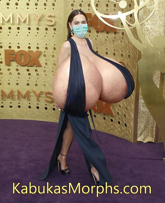Emilia Clark huge tits in a skimpy dress at the fox awards