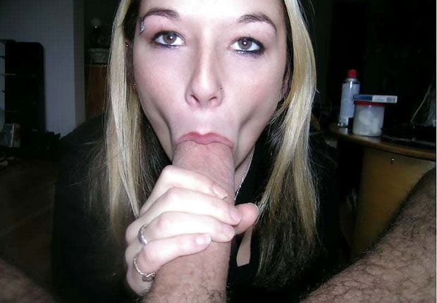 Amateur blond sucking on a dick