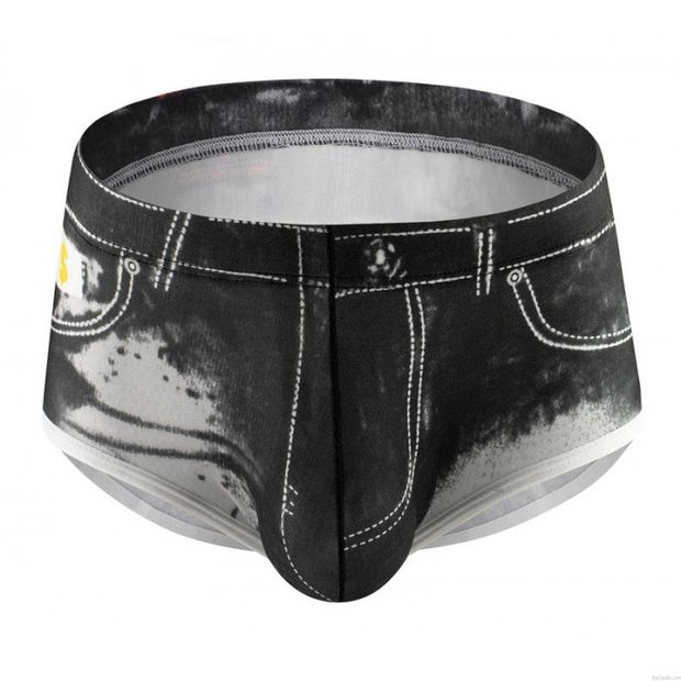 Sexy Impresión de mezclilla Bikinis Tanga bragas tanga ropa interior elástica calzoncillos lencería de los hombres Bragas