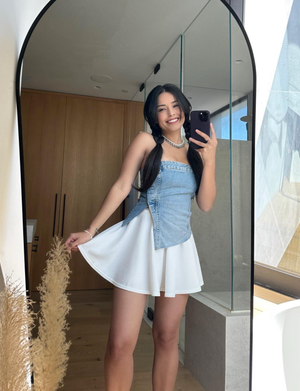 Valkyrae (Streamer) - Denim With White Summer Skirt