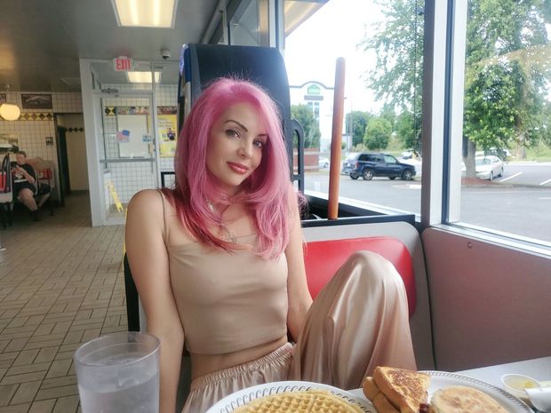 Sexy pink hair stepmom