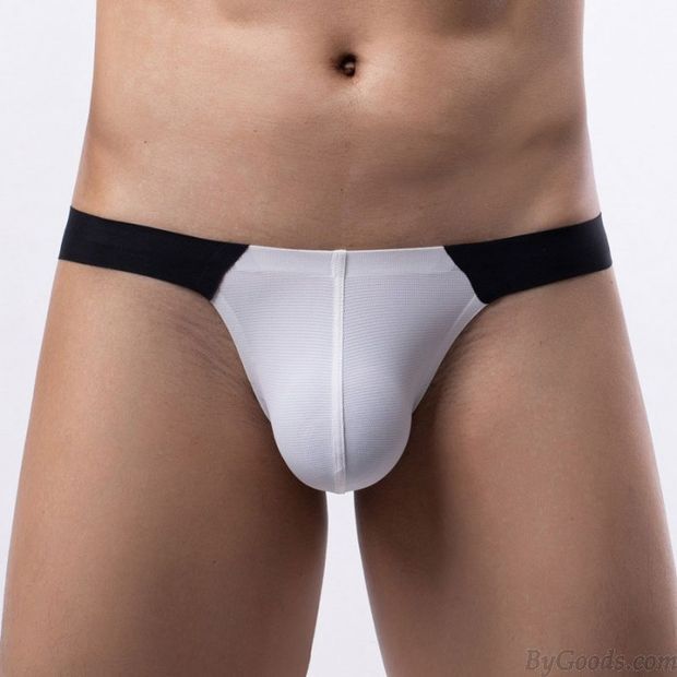 Sexy contraste couleur épissure G-string T-back string culotte G-String élastique caleçon Poche bombée Poule mouillée sous-vêtements lingerie pour hommes Slips