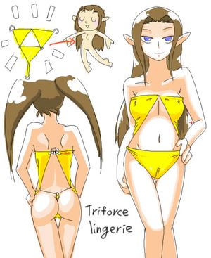 princess zelda and her triforce bikini drawn by minuspal