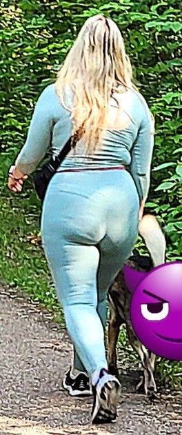 PAWG walking dog.