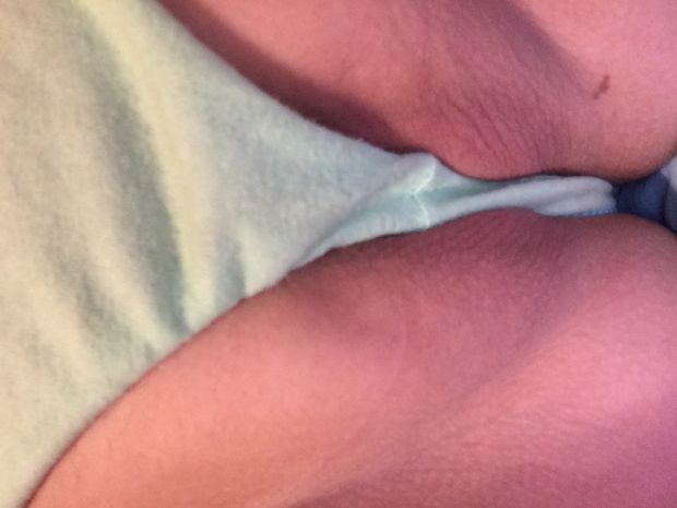 Blue (or green whatever you think it is )Underwear pull up between ass and vagina