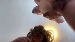 POV she helps her bull jack off on your face