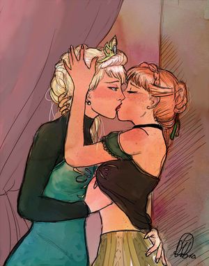 Sisterly love between Elsa and Anna