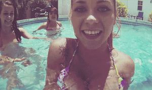horny naughty girlfriend starts jerking me off under water in front of her friends
