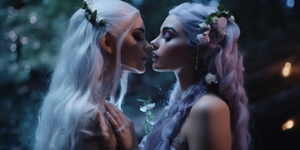 AI art of beautiful women kissing intimately