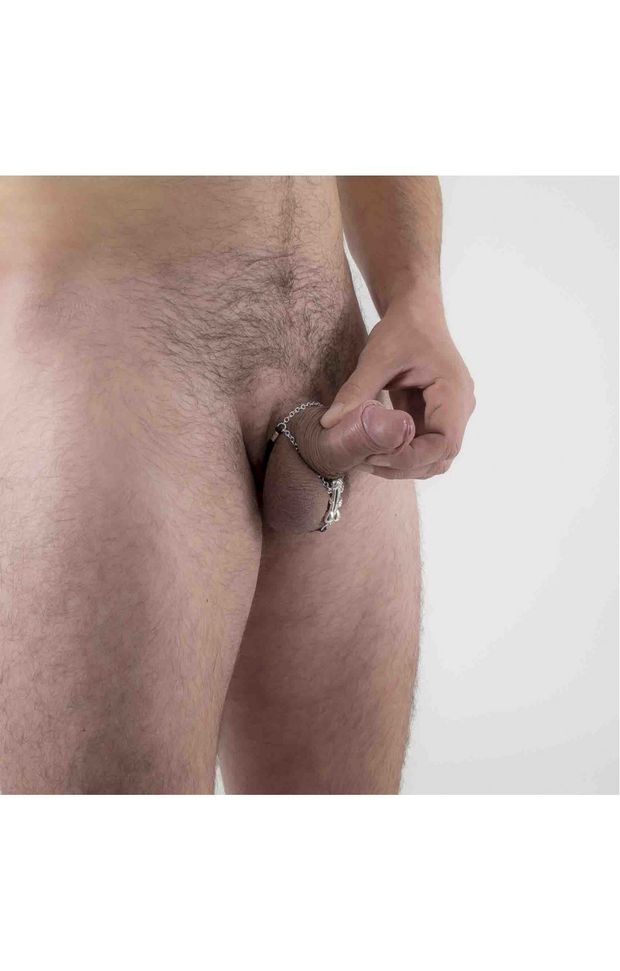 Bruiser - Silver Testicle Bracelet with Penis Charm