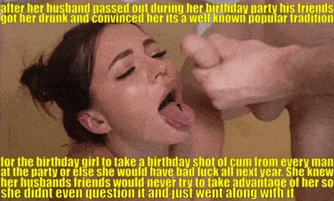 she didnt realize her husband had so many friends! there were soon men she'd never seen before in her home cumming in her mouth for presents