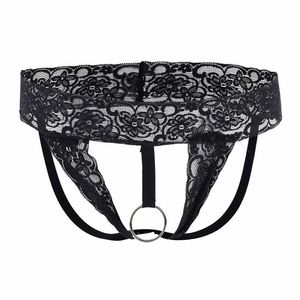 Sexy Ring Floral Lace G-String T-back Elastic Underpants Thong Panties Men's Briefs