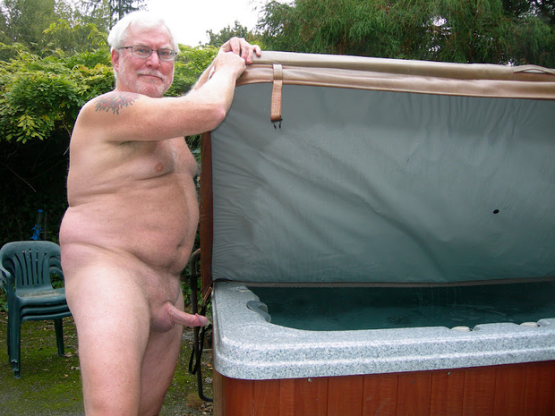 Mature beside a hot tu